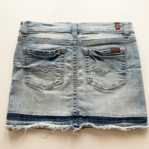 7FAM Denim Jean Skirt Frayed Hem Sz 12 - Picture 6 of 10